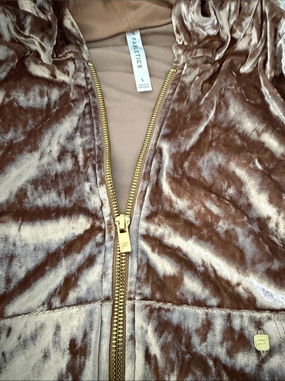 Fabletics Crushed Velvet Zip Hoodie & Joggers - Brown - Picture 4 of 6